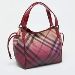 Burberry Burgundy Ombre Supernova Check PVC and Patent Leather Bilmore Tote