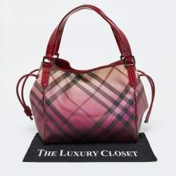 Burberry Burgundy Ombre Supernova Check PVC and Patent Leather Bilmore Tote