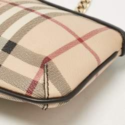 Burberry Beige Haymarket Check Coated Canvas Chain Pochette