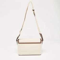 مملوكة مسبقًا حقيبة كروس بربري نوت جلد وكانفاس طباعة شعار بيج 