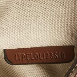 مملوكة مسبقًا حقيبة كروس بربري نوت جلد وكانفاس طباعة شعار بيج 