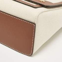 مملوكة مسبقًا حقيبة كروس بربري نوت جلد وكانفاس طباعة شعار بيج 