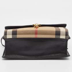 Burberry Black House Check Fabric and Leather Small Macken Crossbody Bag