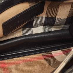 Burberry Black House Check Fabric and Leather Small Macken Crossbody Bag