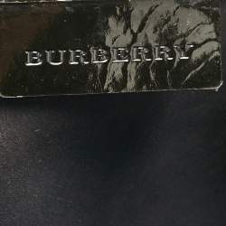 Pre Owned Burberry Black/Beige Supernova Check Coated Canvas and Patent Leather Large Nickie Tote