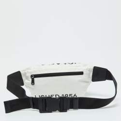 Pre Owned Burberry White Fabric Sonny Medium Logo Belt Bag