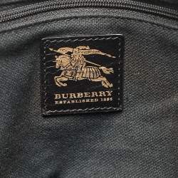 Pre Owned Burberry Beige/Brown Haymarket Coated Canvas and Leather Dome Satchel