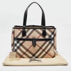 Burberry Black/Beige Super Nova Check Vinyl and Patent Leather Tote