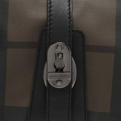 Pre Owned Burberry Black Smoked Check PVC and Leather Chain Lock Bowling Bag