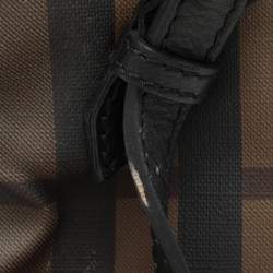 Pre Owned Burberry Black Smoked Check PVC and Leather Chain Lock Bowling Bag