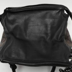 Pre Owned Burberry Black Smoked Check PVC and Leather Chain Lock Bowling Bag