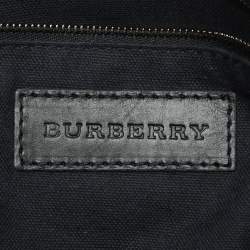 Pre Owned Burberry Black Smoked Check PVC and Leather Chain Lock Bowling Bag