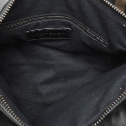 Pre Owned Burberry Black Smoked Check PVC and Leather Chain Lock Bowling Bag