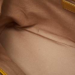 Pre Owned Burberry Mustard/Beige Nova Check PVC and  Patent Leather Nickie Tote