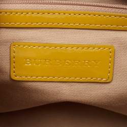 Pre Owned Burberry Mustard/Beige Nova Check PVC and  Patent Leather Nickie Tote