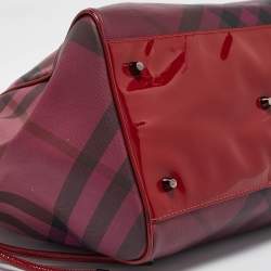 Burberry Burgundy Ombre Supernova Check PVC and Patent Leather Bilmore Tote