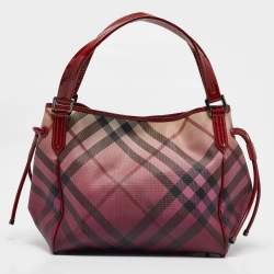 Burberry Burgundy Ombre Supernova Check PVC and Patent Leather Bilmore Tote