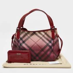 Burberry Burgundy Ombre Supernova Check PVC and Patent Leather Bilmore Tote