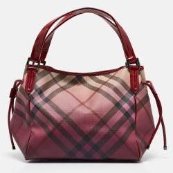 Burberry Burgundy Ombre Supernova Check PVC and Patent Leather Bilmore Tote