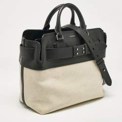 Burberry Black/Natural Canvas and Leather Medium Marais Belt Tote