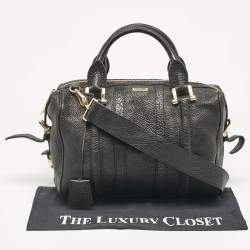 Burberry Black Grain Leather Boston Bag