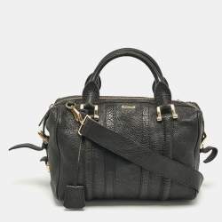 Burberry Black Grain Leather Boston Bag