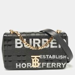 Burberry Black Quilted Coated Canvas Small Horseferry Lola Chain Shoulder Bag