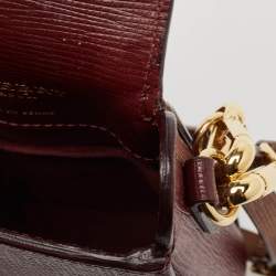Burberry Burgundy/Brown Leather Buckle Vertical Crossbody Bag