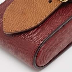 Burberry Burgundy/Brown Leather Buckle Vertical Crossbody Bag