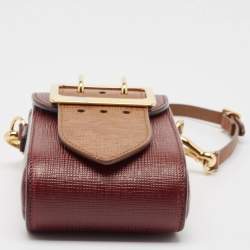 Burberry Burgundy/Brown Leather Buckle Vertical Crossbody Bag