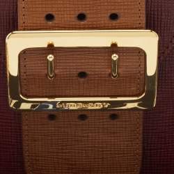 Burberry Burgundy/Brown Leather Buckle Vertical Crossbody Bag