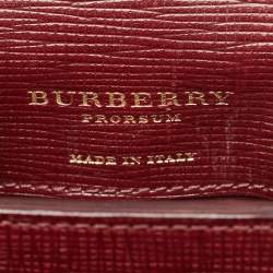Burberry Burgundy/Brown Leather Buckle Vertical Crossbody Bag