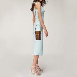 Burberry Burgundy/Brown Leather Buckle Vertical Crossbody Bag