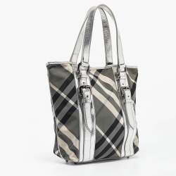 Burberry Silver Beat Check Nylon Victoria Tote