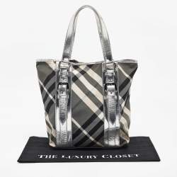 Burberry Silver Beat Check Nylon Victoria Tote