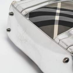Burberry Silver Beat Check Nylon Victoria Tote