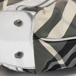 Burberry Silver Beat Check Nylon Victoria Tote