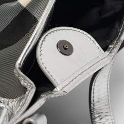 Burberry Silver Beat Check Nylon Victoria Tote