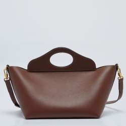 مملوكة مسبقًا Burberry Dark Brown Soft Leather Small Pocket Tote