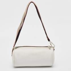 Burberry White Leather Cylinder Shoulder Bag