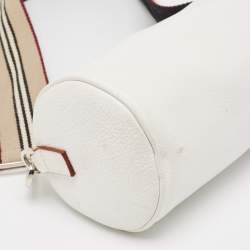 Burberry White Leather Cylinder Shoulder Bag