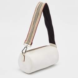 Burberry White Leather Cylinder Shoulder Bag