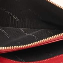 Pre Owned Burberry Beige/Red House Check Fabric and Leather Flap Continental Wallet