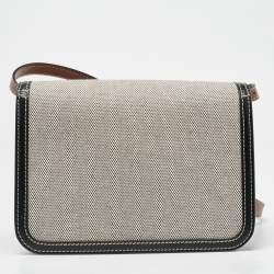 Pre Owned Burberry Tricolor Canvas and Leather Small TB Shoulder Bag