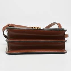 Pre Owned Burberry Tricolor Canvas and Leather Small TB Shoulder Bag