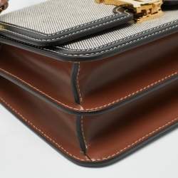 Pre Owned Burberry Tricolor Canvas and Leather Small TB Shoulder Bag
