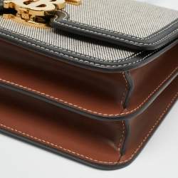 Pre Owned Burberry Tricolor Canvas and Leather Small TB Shoulder Bag