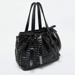 Burberry Black Patent Leather Cartridge Pleat Tote