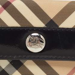 Burberry Beige/Black Nova Check PVC and Patent Leather Compact Wallet