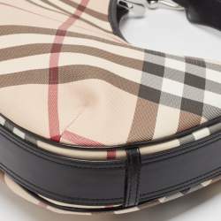 Burberry Metallic/Beige Nova Check Coated Canvas and Leather Barton Hobo